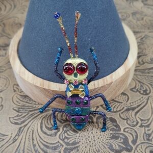 Antique Multi Color Beetle Handcrafted Brooch Pin